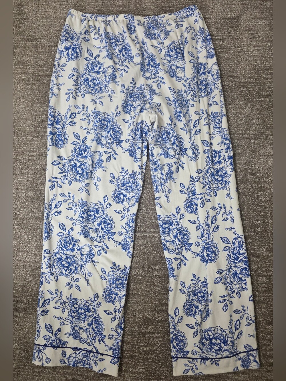 Women's BedHead Pajama Pants Royal Blue Botanical Floral Print Organic 1X